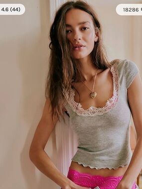 Free People Oh My Darling Tee. NWOT. Grey